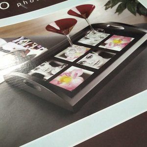 Solid Wood Black Photo Tray-Holds 6-4X4" Photos